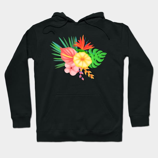 Tropical Flowers Hoodie by Potatoeburger